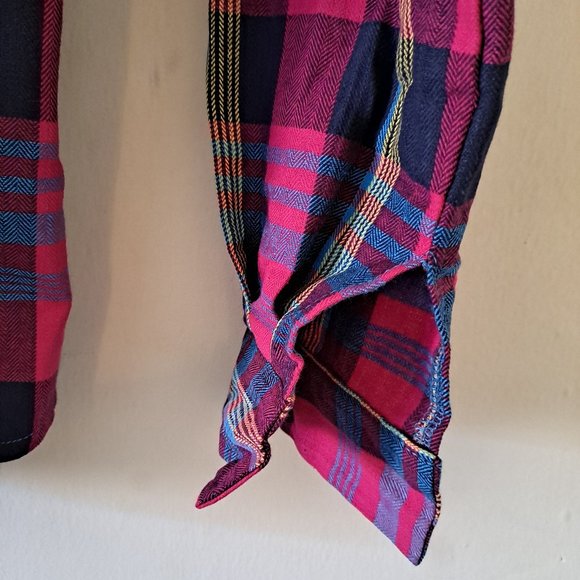 Revolution Multicolored Plaid Collared Open Front Long Sleeve Jacket - S - Picture 7 of 9